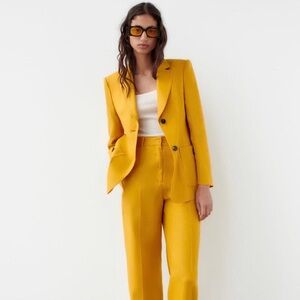 Zara 100% Linen Mustard Yellow Blazer, Like New